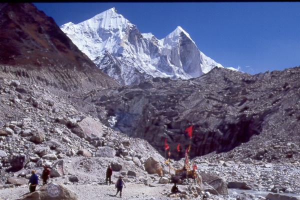 Gomukh glacier is a humongous mass of ice, and deceptively looks more like a rock face than a glacier